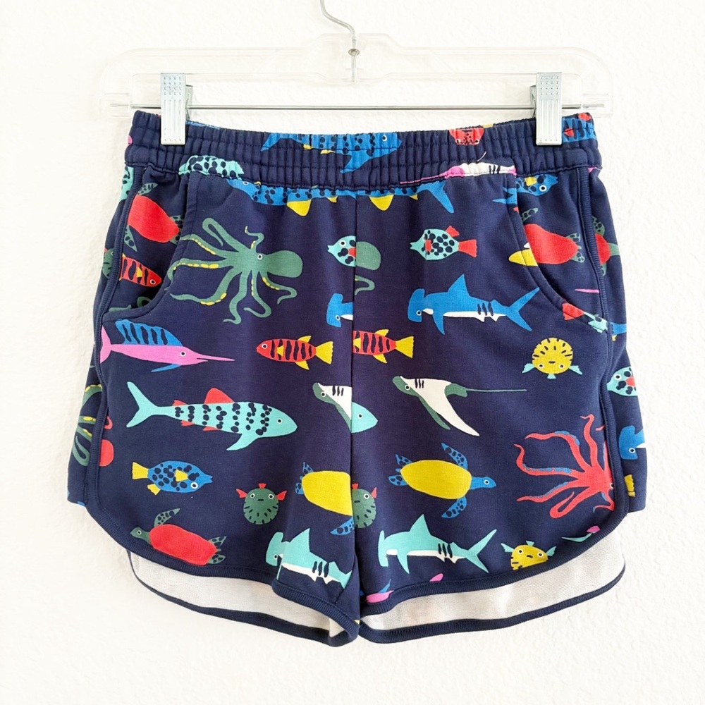 Hanna Andersson Girls Aquarium French Terry Dolphin Shorts Size 12
